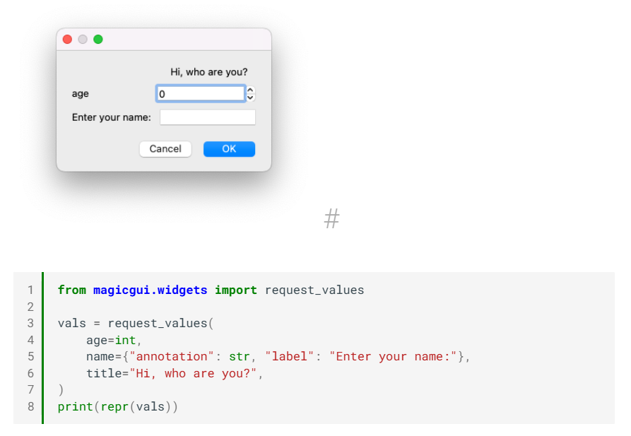 magicgui request_values函数创建的简单输入对话框