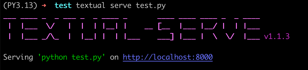 textual serve 命令行启动输出