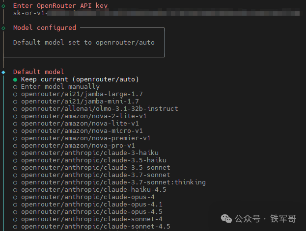 OpenRouter模型选择列表