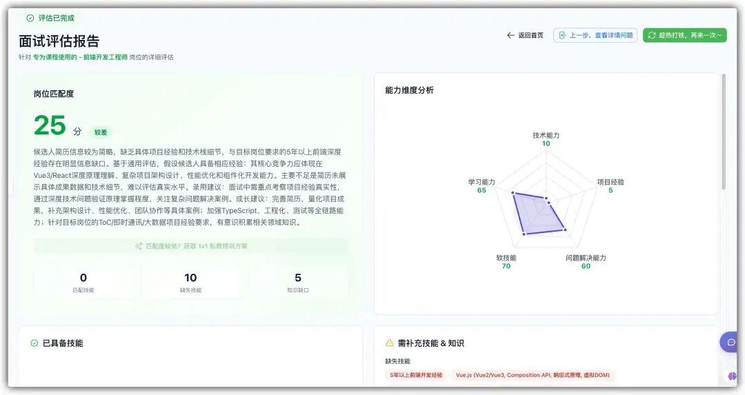面试评估报告与能力维度分析