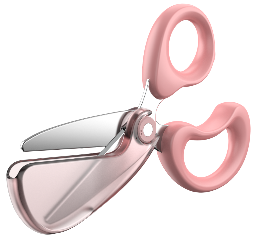 黑色背景下的粉色剪刀