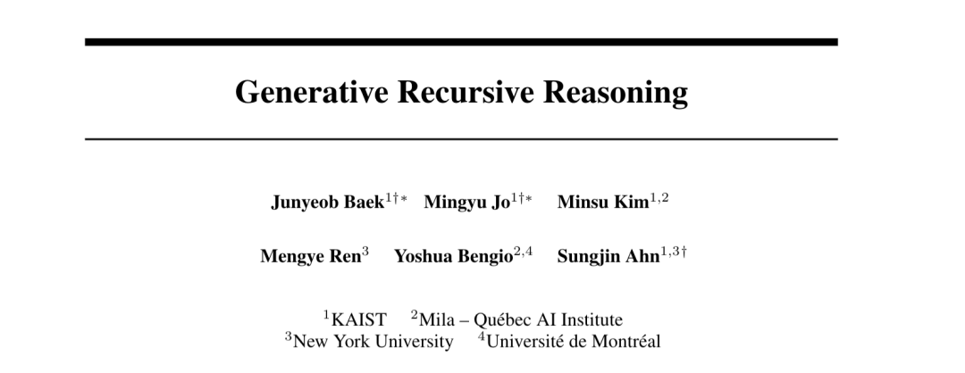 Bengio合著的Generative Recursive Reasoning论文标题页