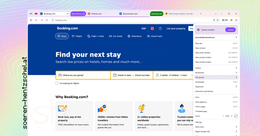 Firefox Nova 界面色彩与圆角元素在常用网站上的展示