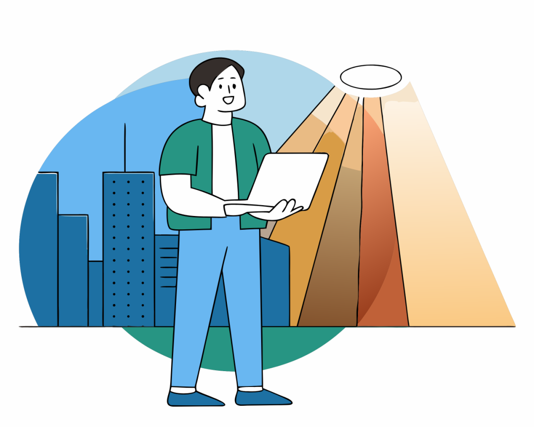 现代科技工作者在城市背景下工作