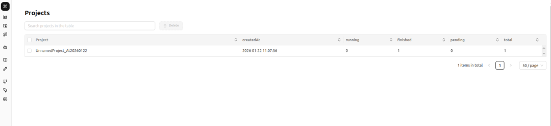 项目管理界面截图