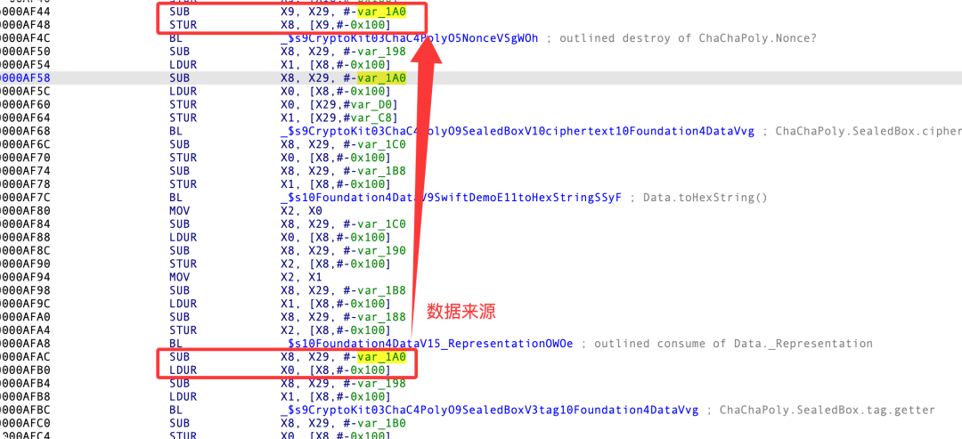 向上追踪找到ChaChaPoly.SealedBox.ciphertext调用