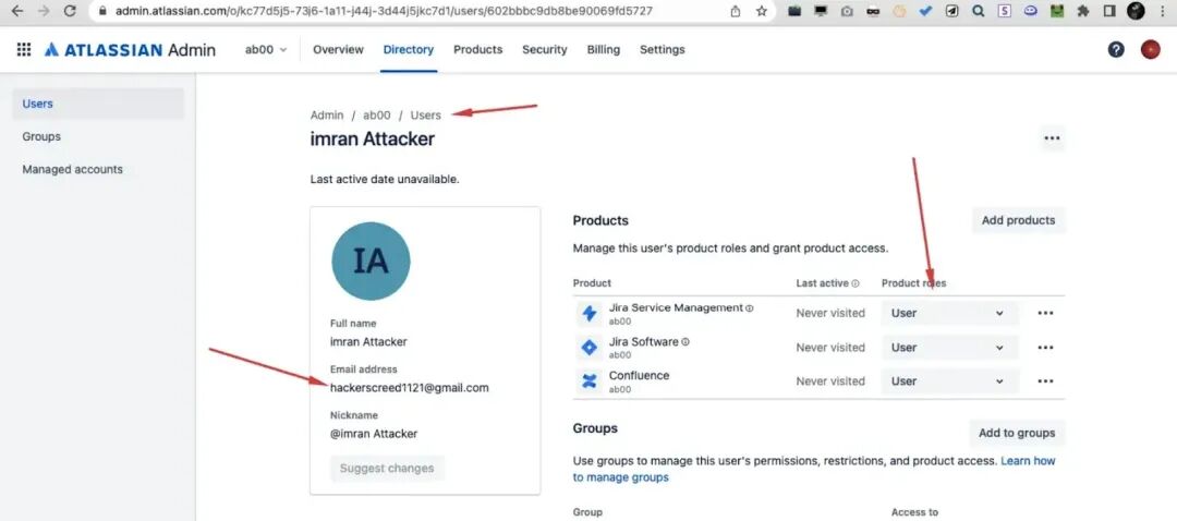 攻击者账户获得产品权限的管理界面截图