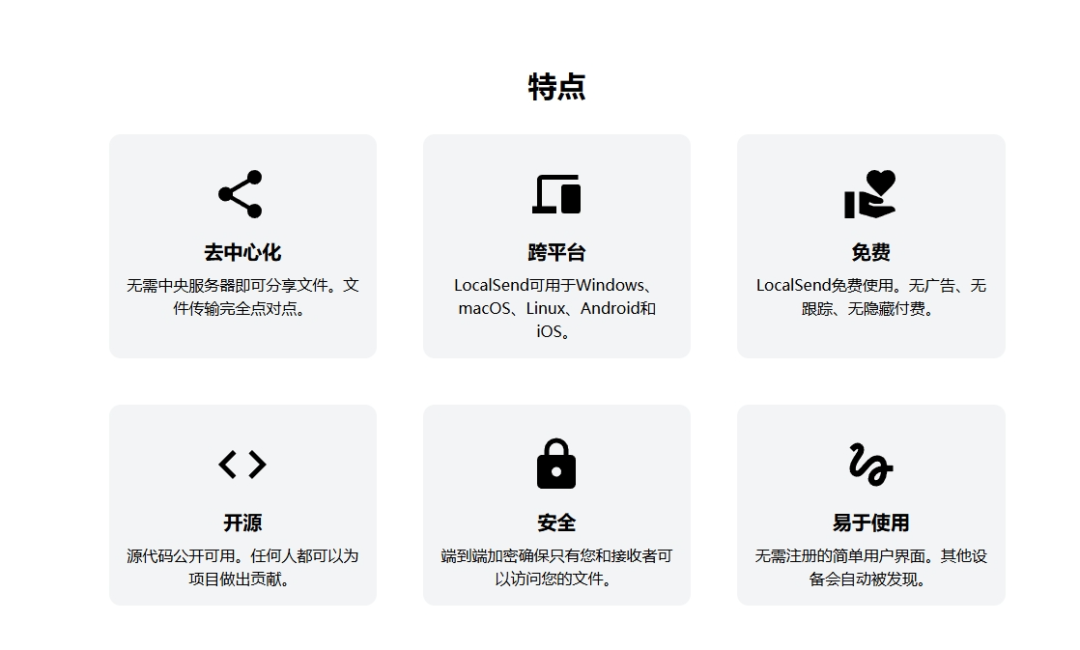 LocalSend六宫格功能特点介绍