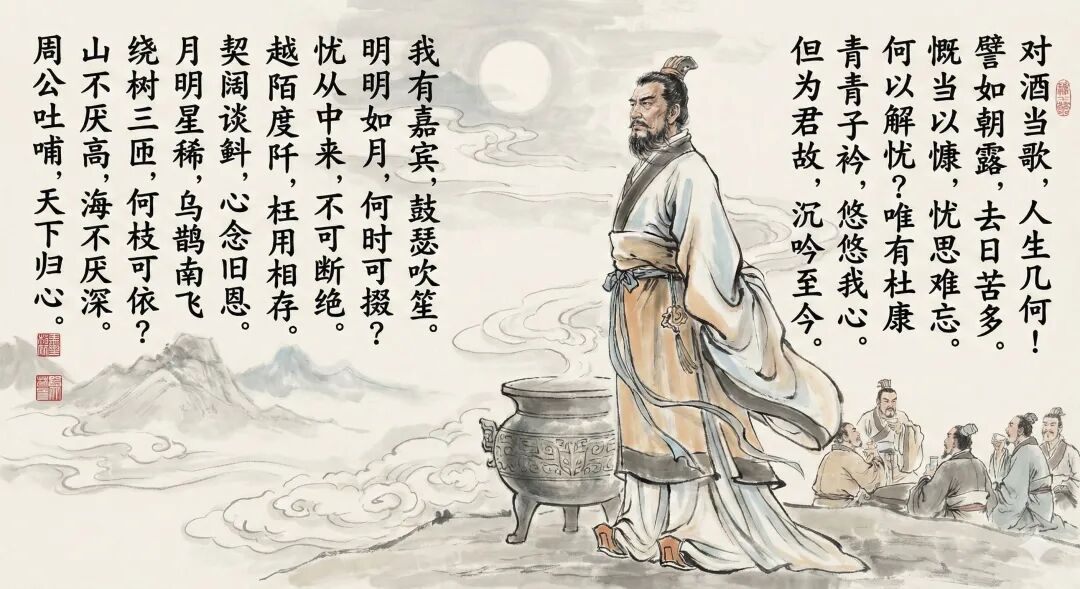 Banana Pro生成的全文《短歌行》海报