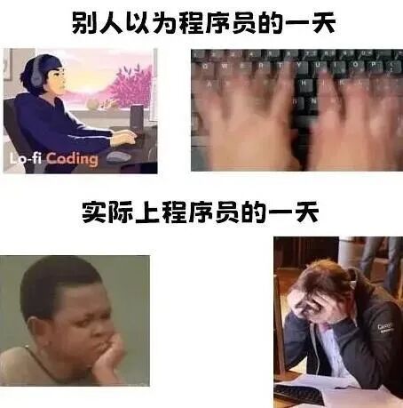 别人以为 vs 实际上的程序员一天