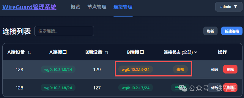 包含未知状态连接的列表