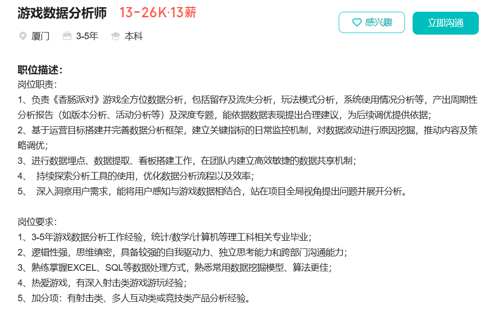 游戏数据分析师岗位招聘海报