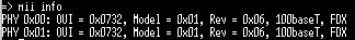 U-BOOT mii info 查看 PHY 状态