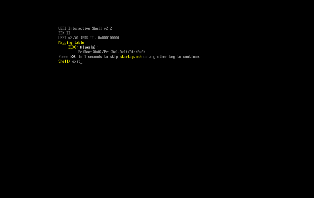 UEFI Shell命令行等待输入