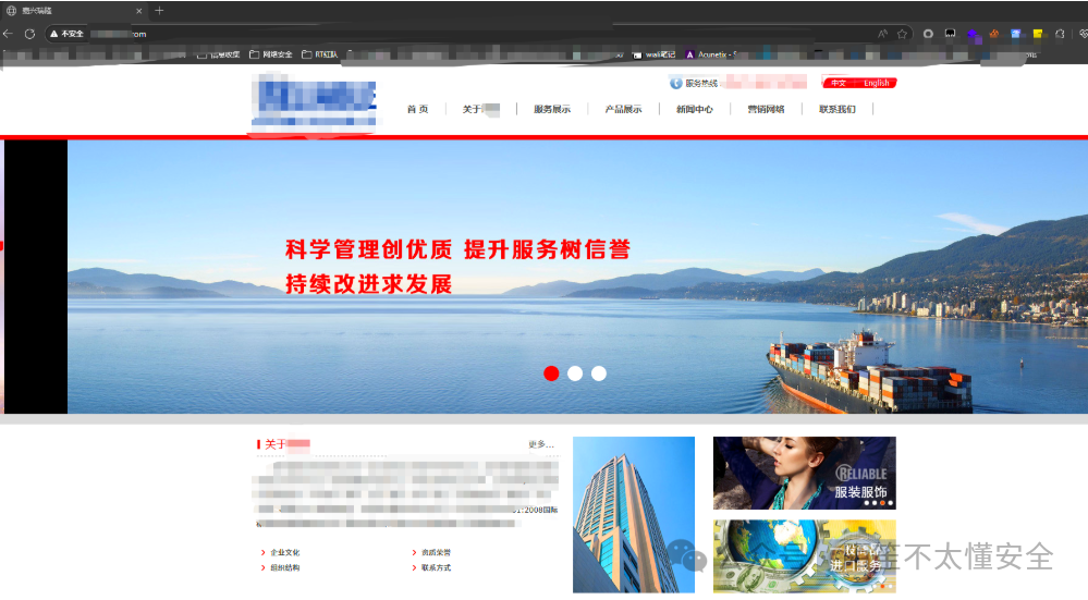 目标网站首页，内容较简单