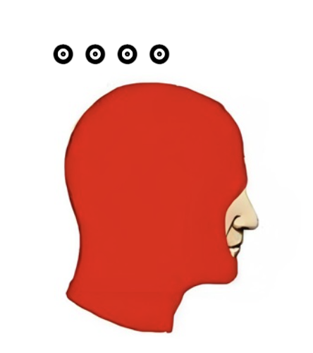 红色无五官人头侧影