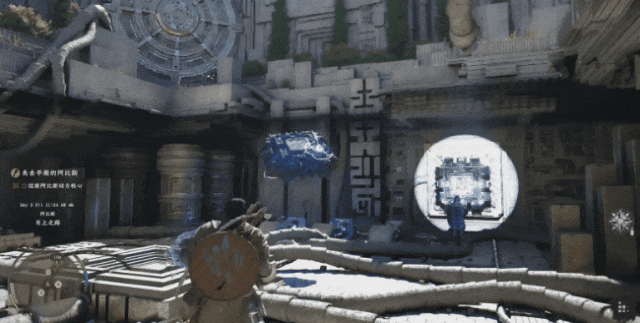 科幻风格废墟环境中的探索场景