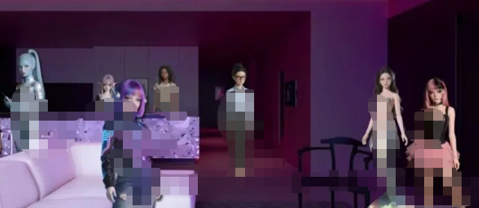 多人室内场景,人物身体被大面积像素化遮挡