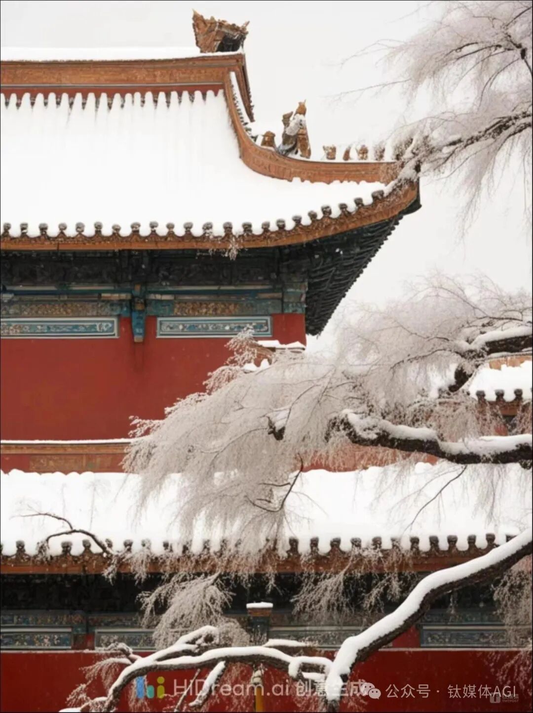 冬日古建筑雪景图