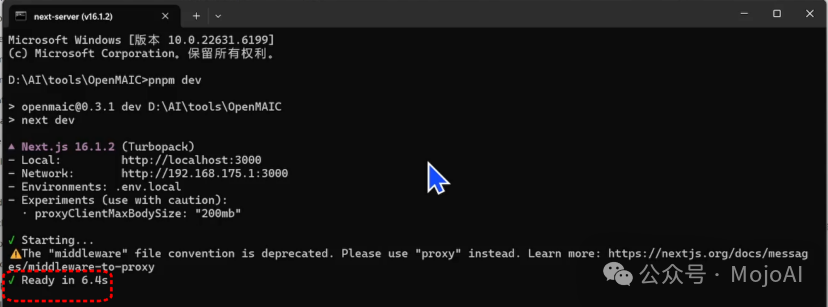 pnpm dev 启动过程中的终端输出