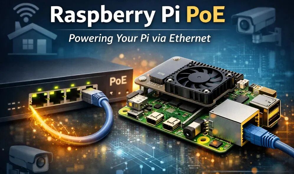 Raspberry Pi PoE 设备与交换机示意图