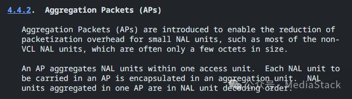 RFC文档中对聚合包(AP)的定义