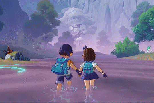 游戏内角色牵手同游场景展示