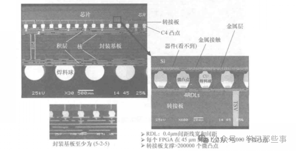TSV/RDL转接板与芯片互连细节图