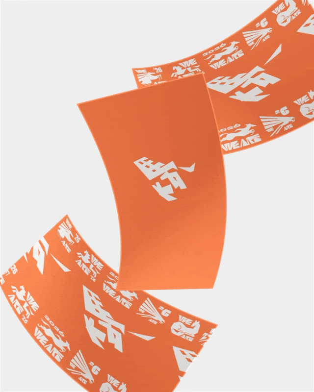 橙色背景动态海报：“WE ARE”艺术字，“我們的除夕夜”，日期“2026.02.16”