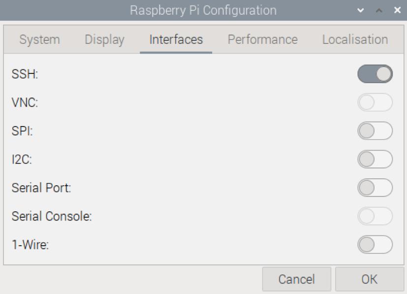 接口配置选项界面