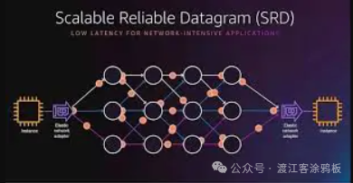 Scalable Reliable Datagram (SRD) 低延迟架构示意图