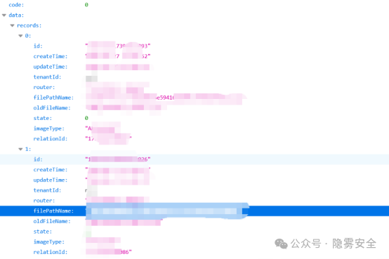 未授权访问接口返回的数据列表