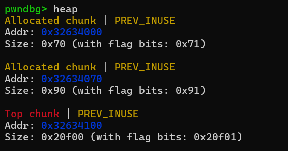 申请两个chunk后的堆状态