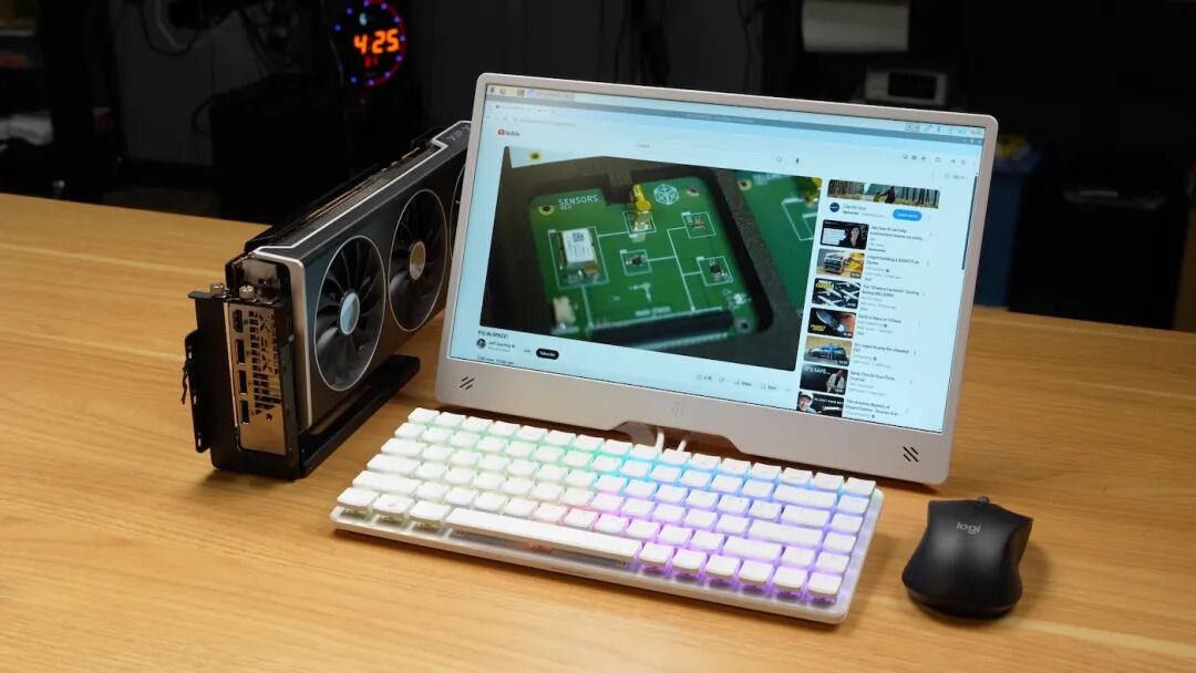 Raspberry Pi 500+ eGPU setup on Desk