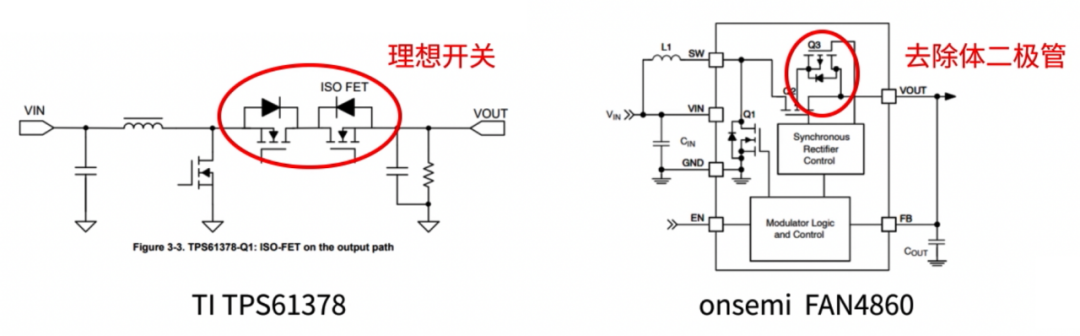 TI与onsemi同步整流Boost方案对比:并联ISO FET理想开关与去除体二极管的Q9设计