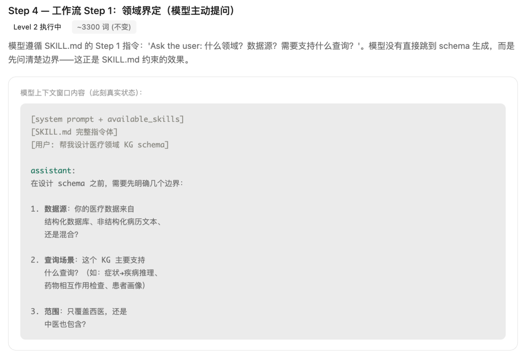 AI模型在领域界定步骤主动向用户提问的截图