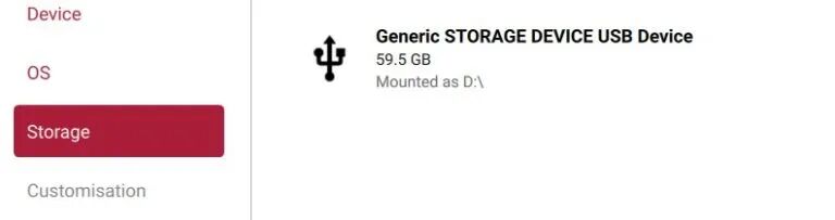 Raspberry Pi Imager 存储设备选择界面