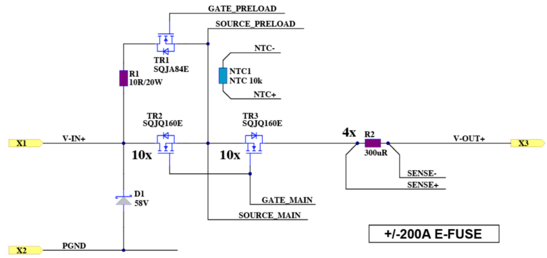 Vishay 200A E-Fuse参考设计电路图