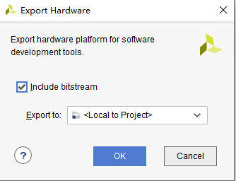 导出硬件平台对话框，勾选 Include bitstream