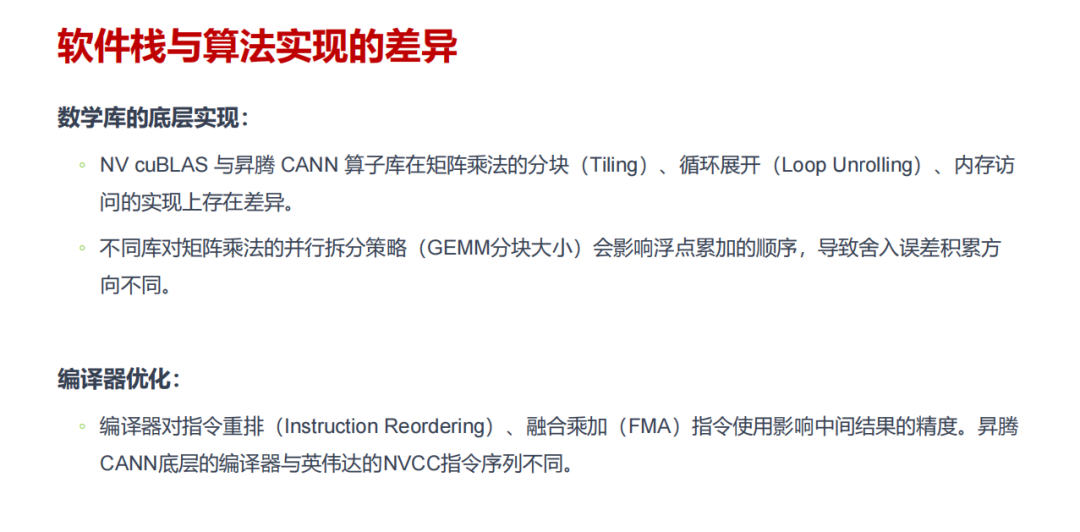 软件栈与算法实现差异对比