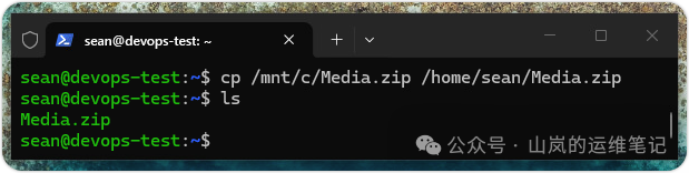复制 ZIP 文件到 Linux 用户目录并列出