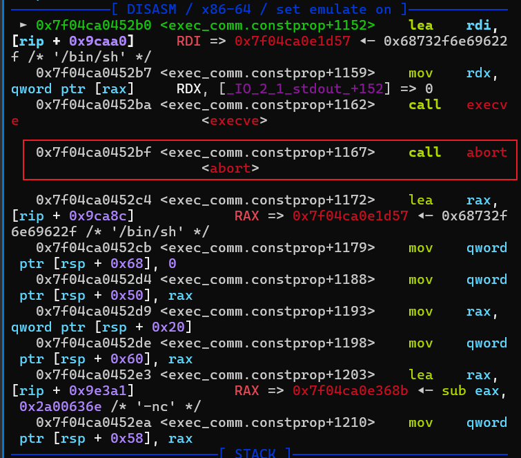 程序跳转到one_gadget处执行