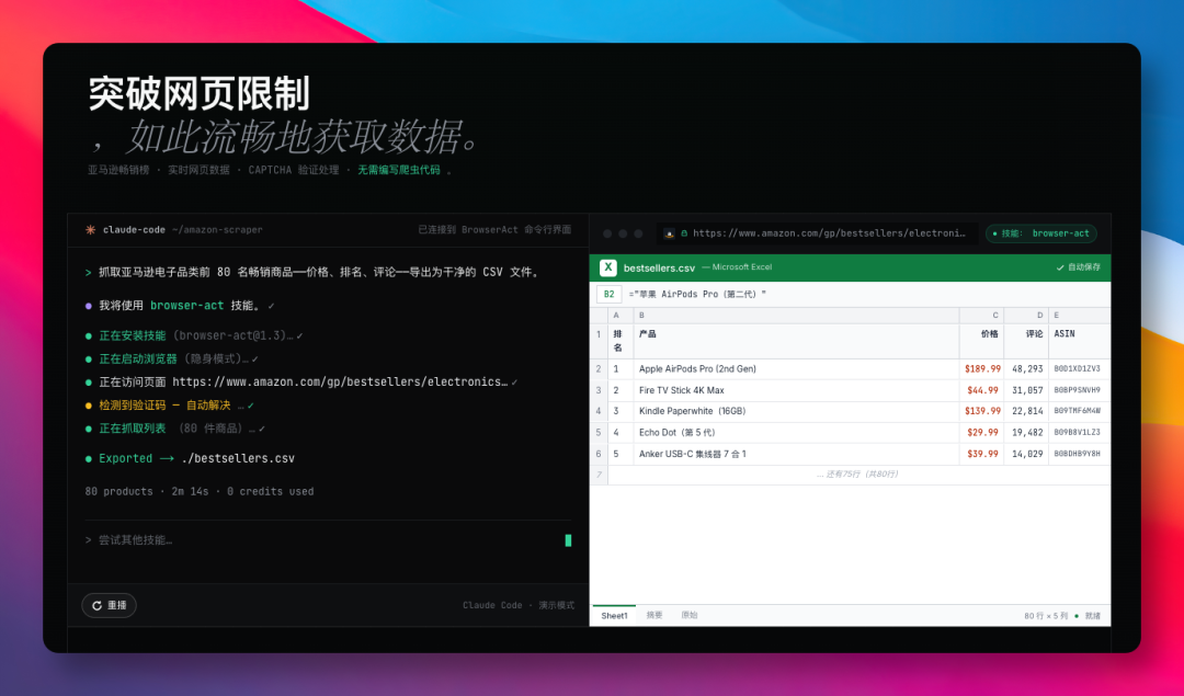 抓取亚马逊畅销榜数据截图