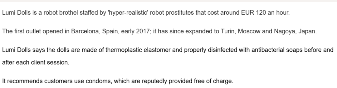 关于Lumi Dolls机器人服务的文字介绍图