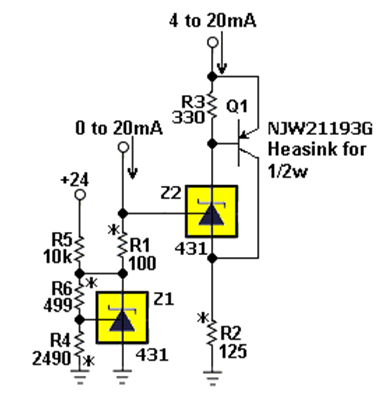 完整的0/20mA转4/20mA电流环转换器实战电路图