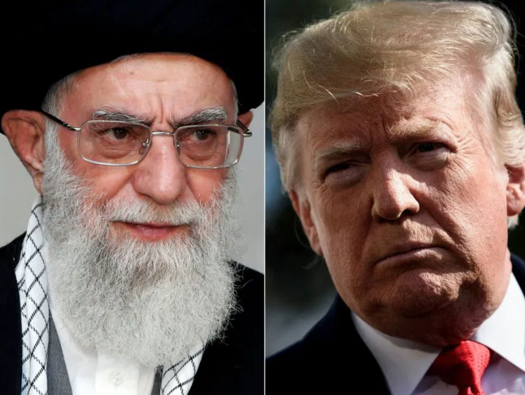 伊朗最高领袖哈梅内伊与美国前总统特朗普肖像对比