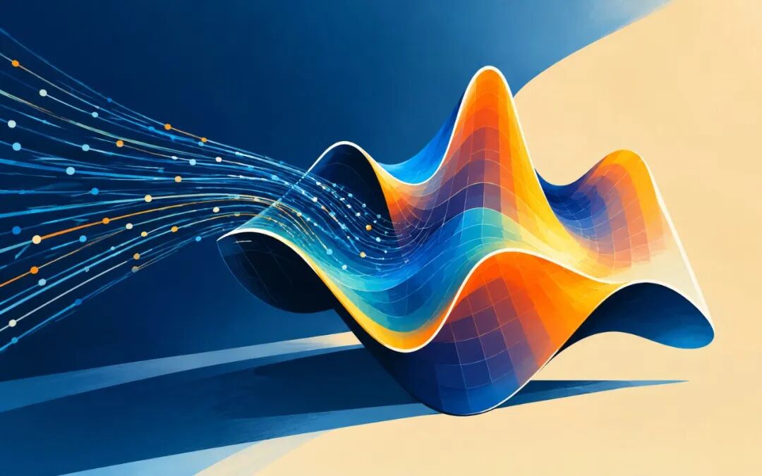 随机性数学抽象插画:科技感三维波浪结构