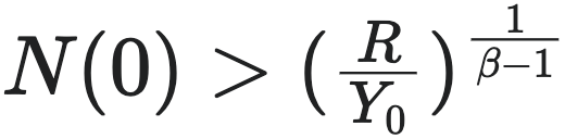 N(0) > (R/Y₀)^(1/(β-1))