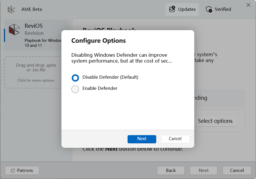 禁用Windows Defender配置选项
