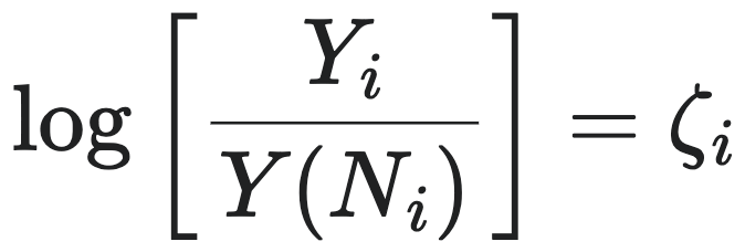 log[ Y_i / Y(N_i) ] = ζ_i